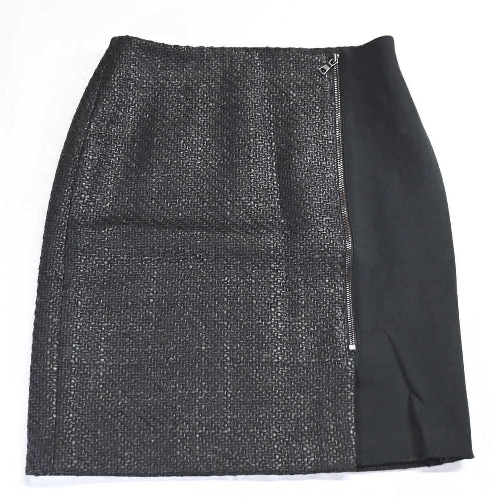 Ann Taylor 2 Black Tweed-Like Womens Career Straight‎ Pencil Skirt